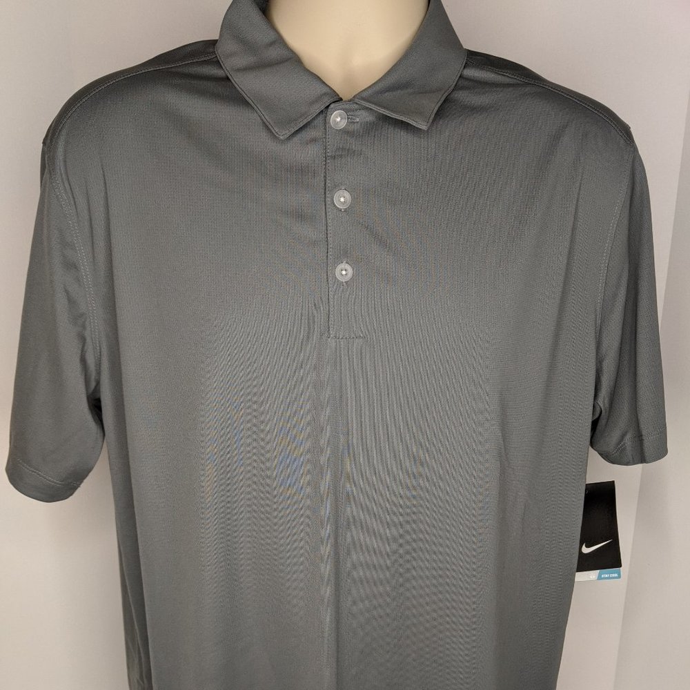 Nike Men's Gray Golf Polo Dri Fit Large ARG NWT